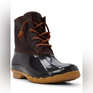 Sperry Womens Saltwater Duck Boot Dark Brown/Tan 9